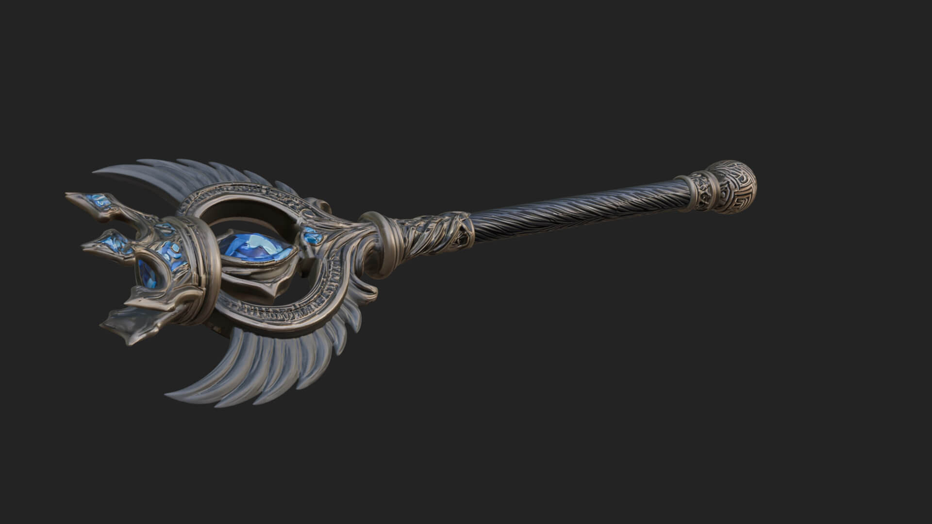 Dark Axe Head Staff Model Design 7 3D Print Model 3D Model