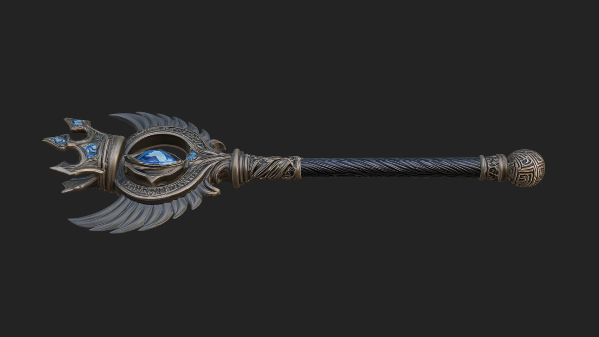 Dark Axe Head Staff Model Design 7 3D Print Model 3D Model