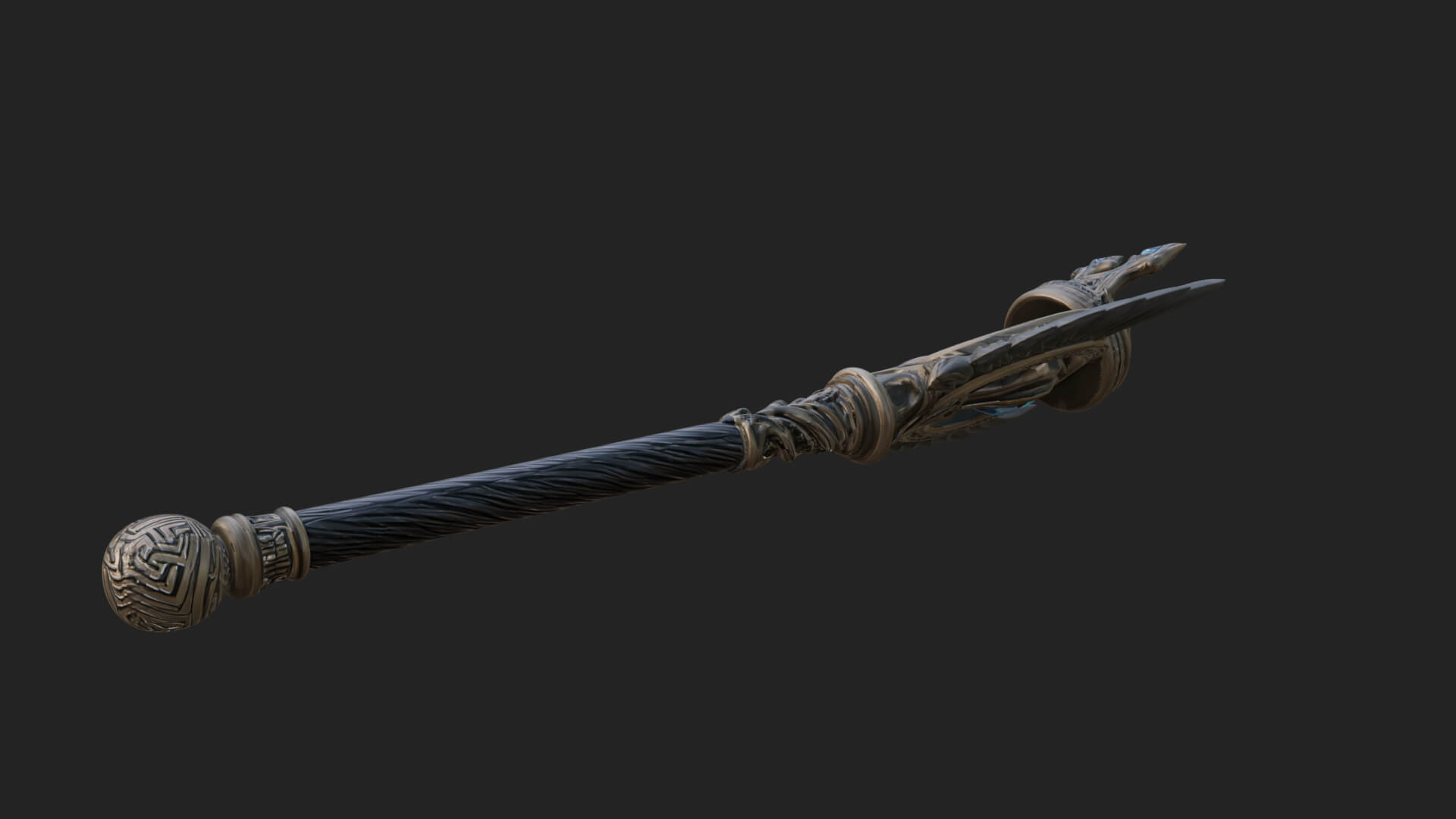 Dark Axe Head Staff Model Design 7 3D Print Model 3D Model