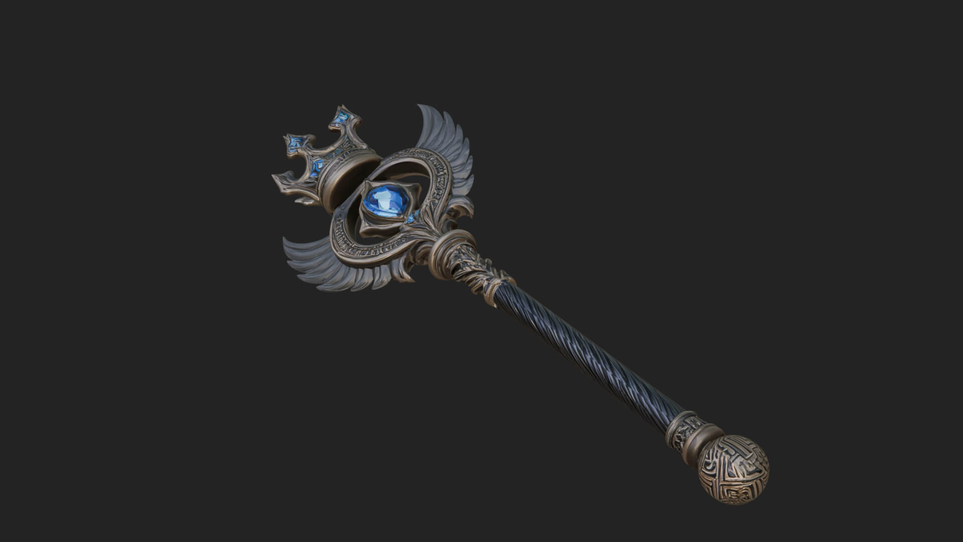 Dark Axe Head Staff Model Design 7 3D Print Model 3D Model