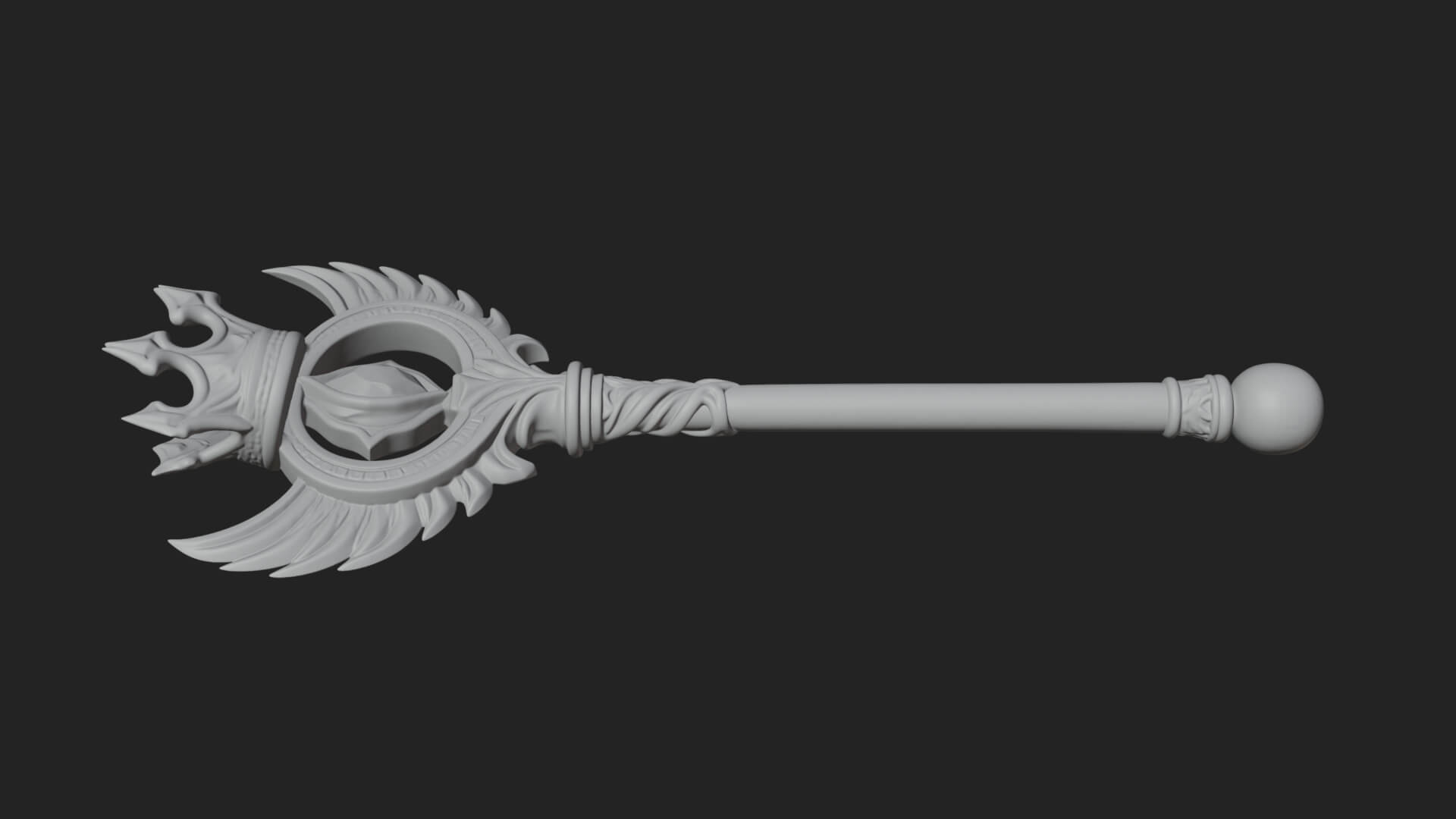 Dark Axe Head Staff Model Design 7 3D Print Model 3D Model