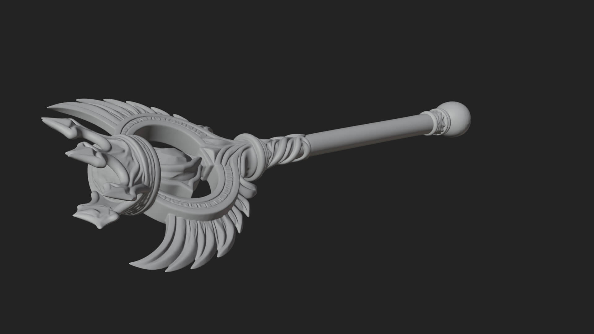 Dark Axe Head Staff Model Design 7 3D Print Model 3D Model
