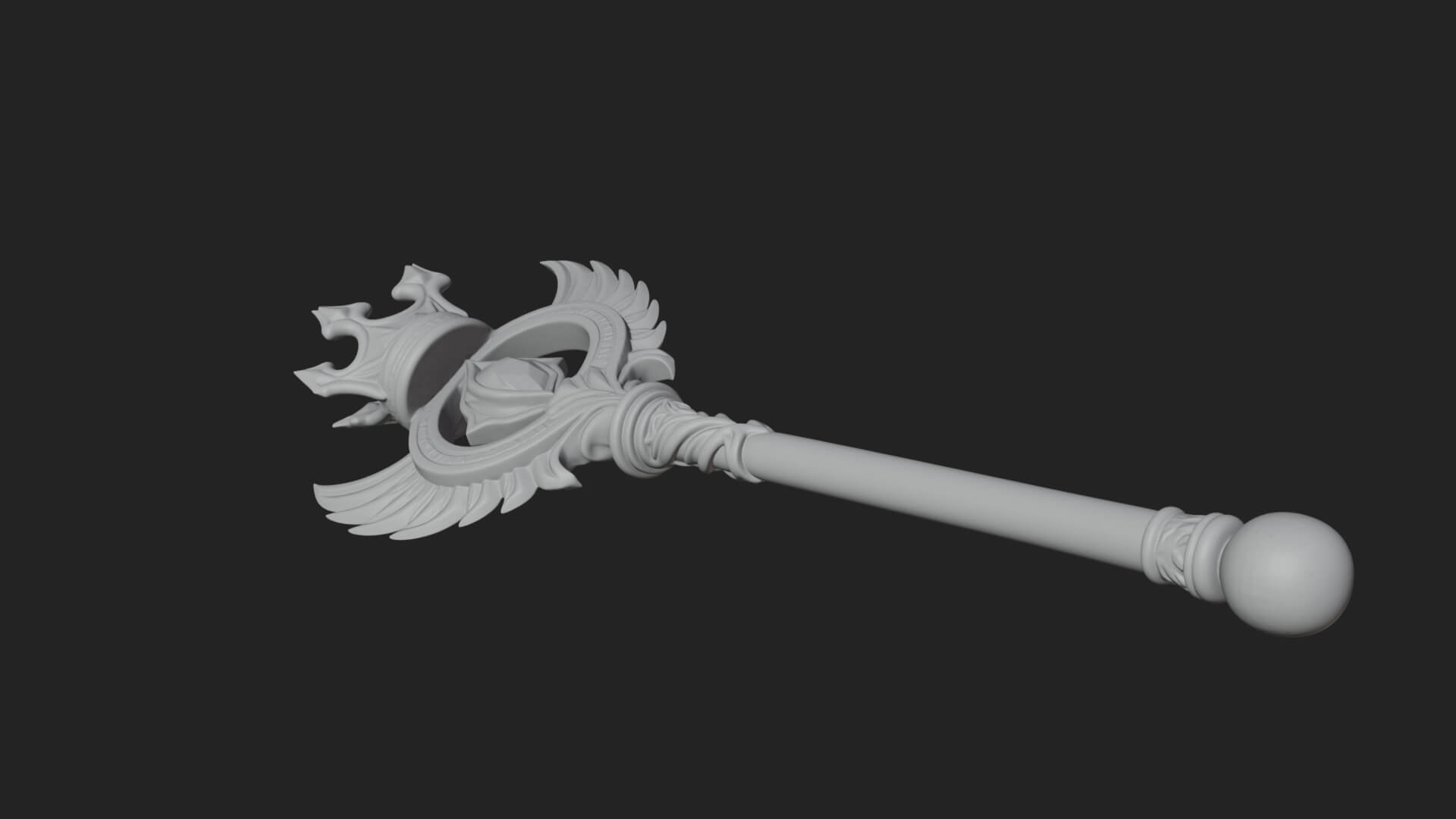 Dark Axe Head Staff Model Design 7 3D Print Model 3D Model