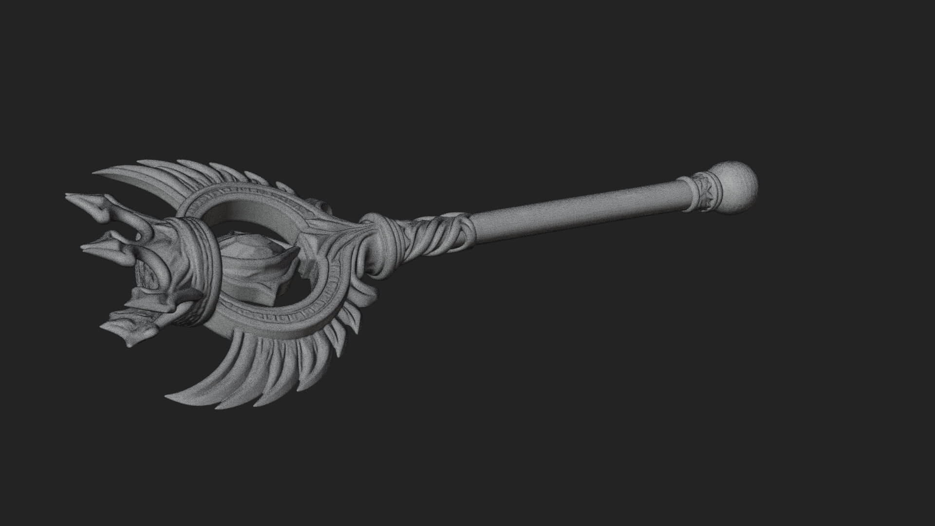 Dark Axe Head Staff Model Design 7 3D Print Model 3D Model