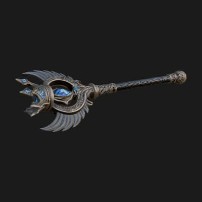Dark Axe Head Staff Model Design 7 3D Print Model