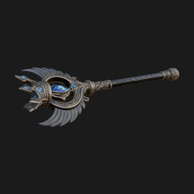 Dark Axe Head Staff Model Design 7 3D Print Model