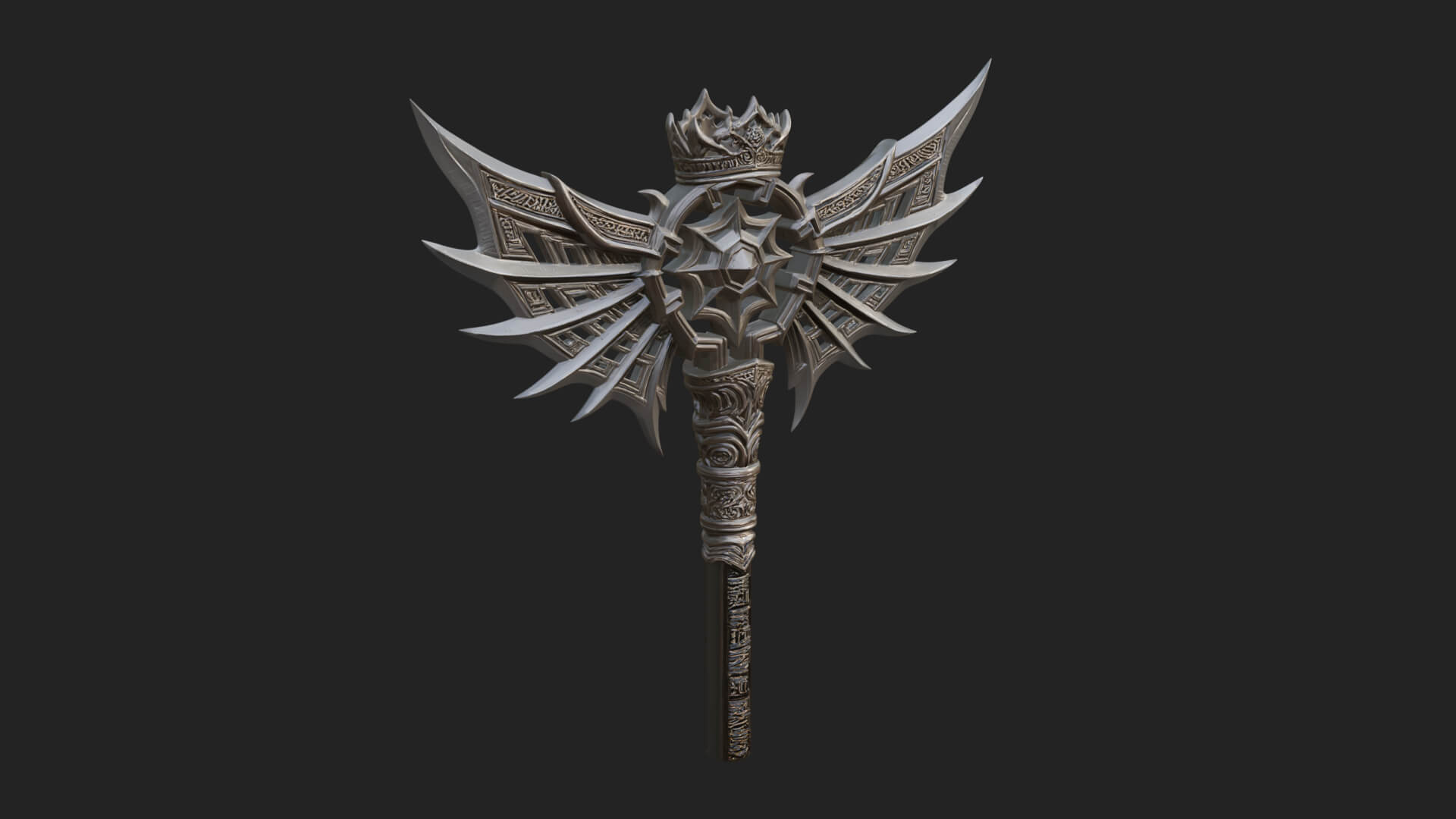 Dark Axe Head Staff Model Design 8 3D Print Model 3D Model