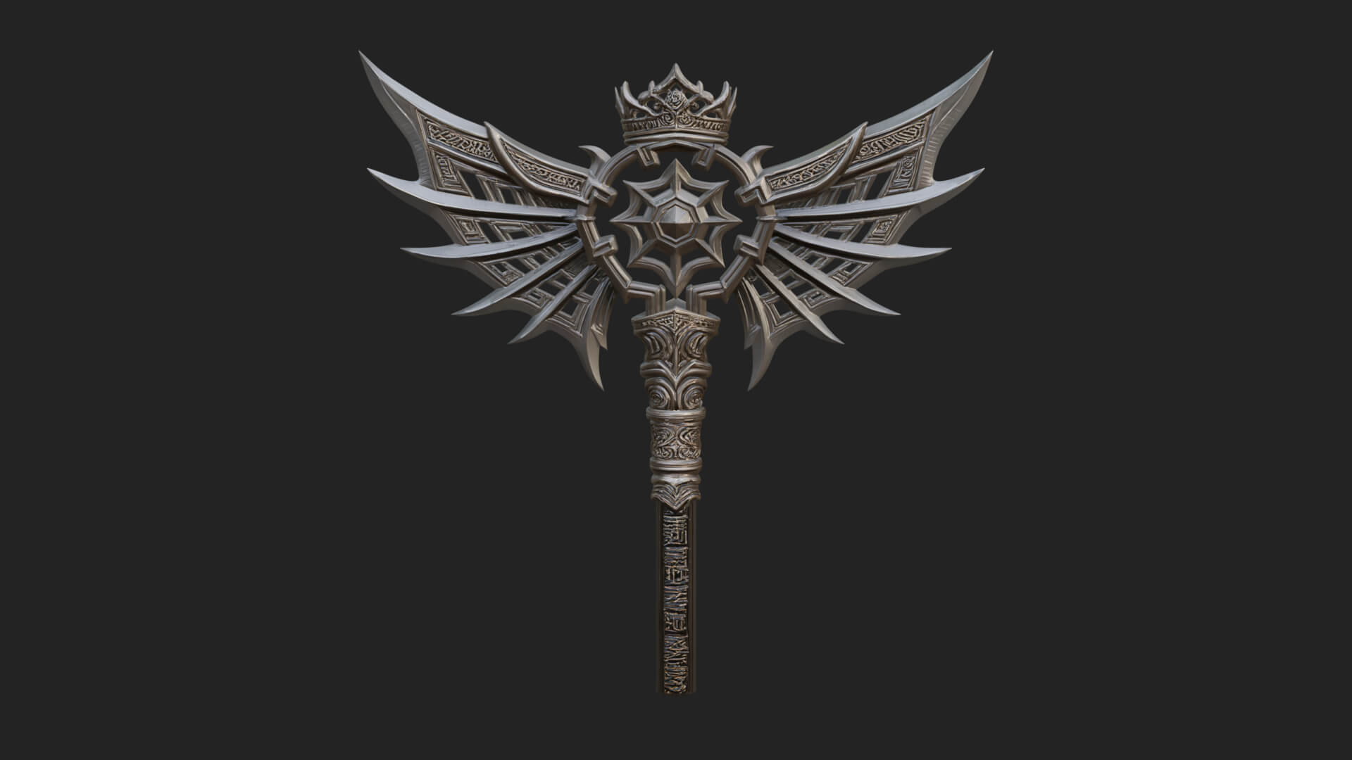 Dark Axe Head Staff Model Design 8 3D Print Model 3D Model