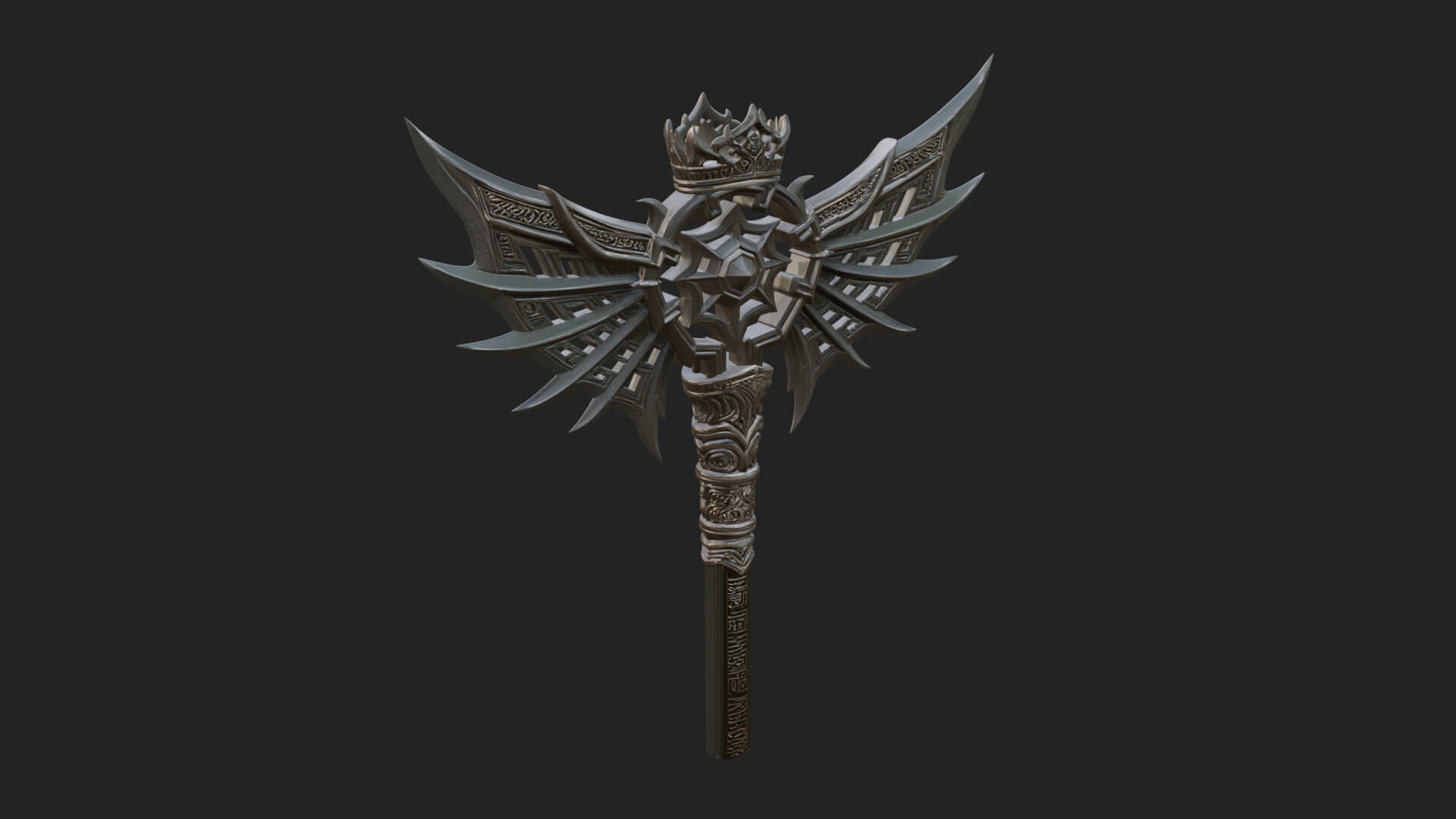 Dark Axe Head Staff Model Design 8 3D Print Model 3D Model