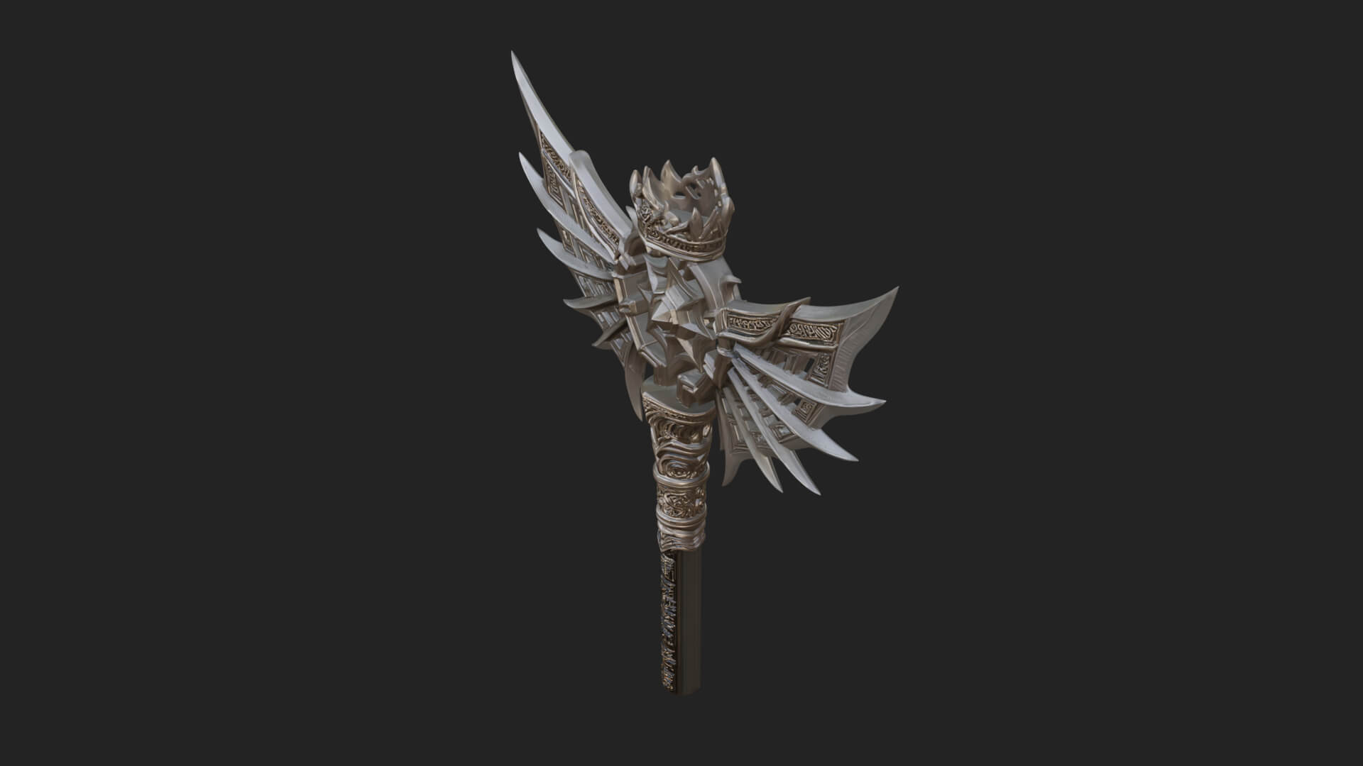 Dark Axe Head Staff Model Design 8 3D Print Model 3D Model