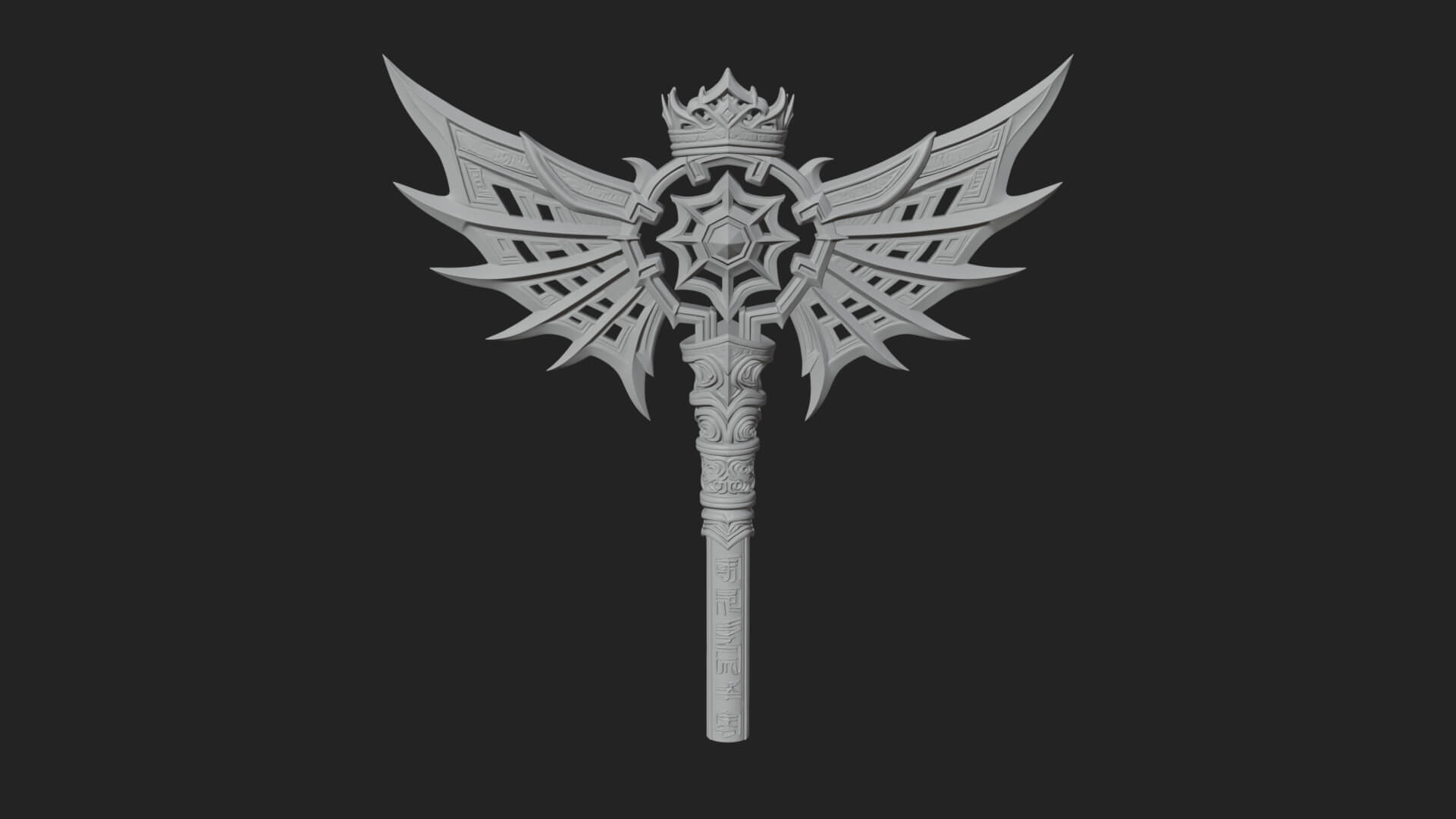 Dark Axe Head Staff Model Design 8 3D Print Model 3D Model
