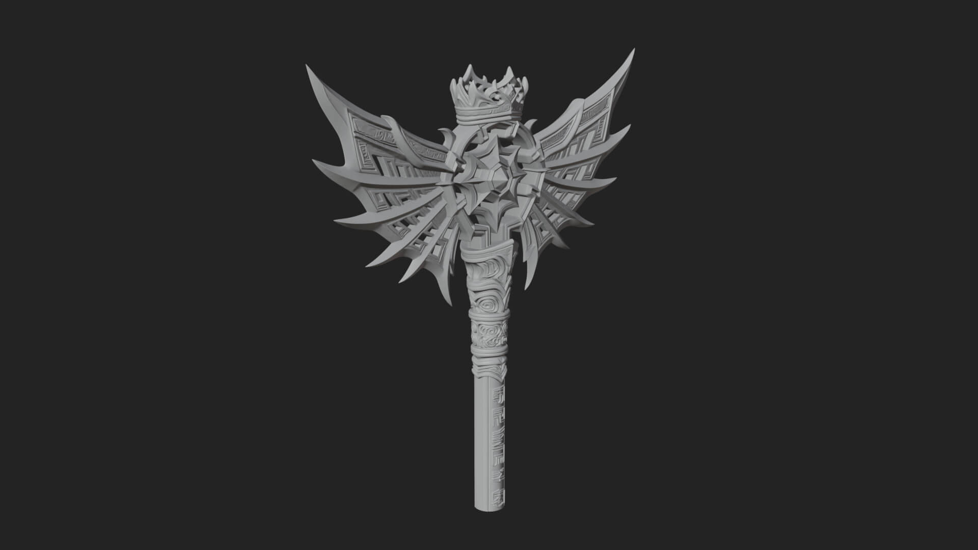 Dark Axe Head Staff Model Design 8 3D Print Model 3D Model