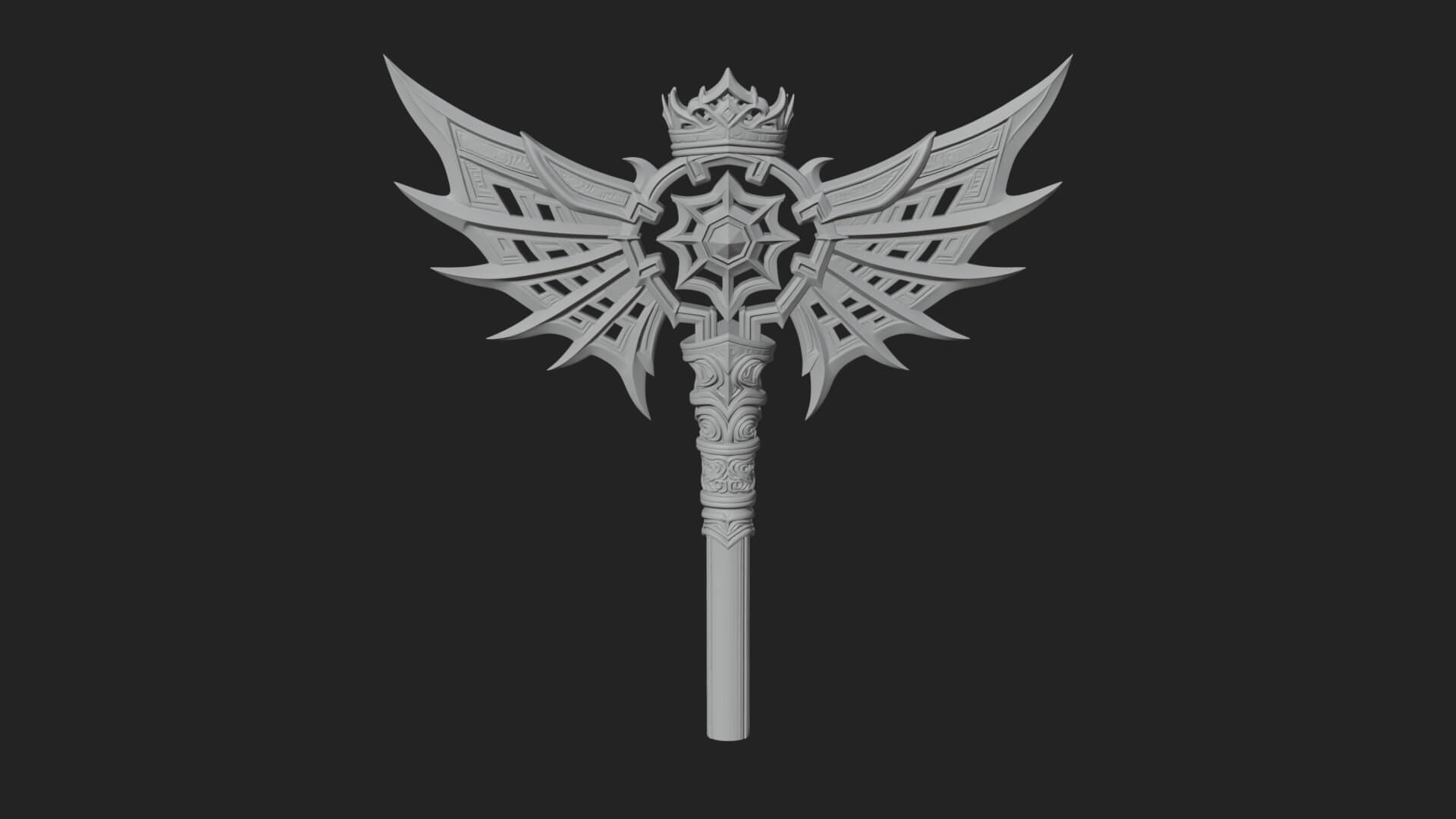 Dark Axe Head Staff Model Design 8 3D Print Model 3D Model