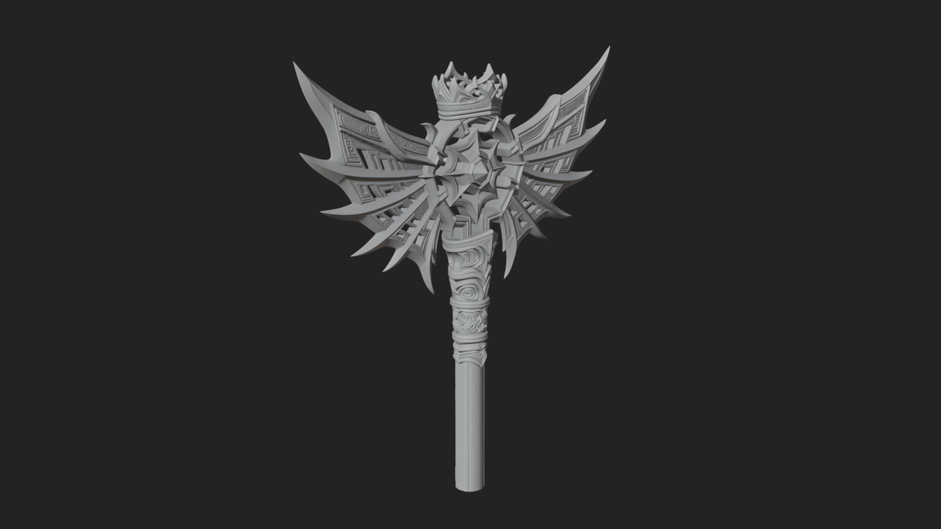 Dark Axe Head Staff Model Design 8 3D Print Model 3D Model