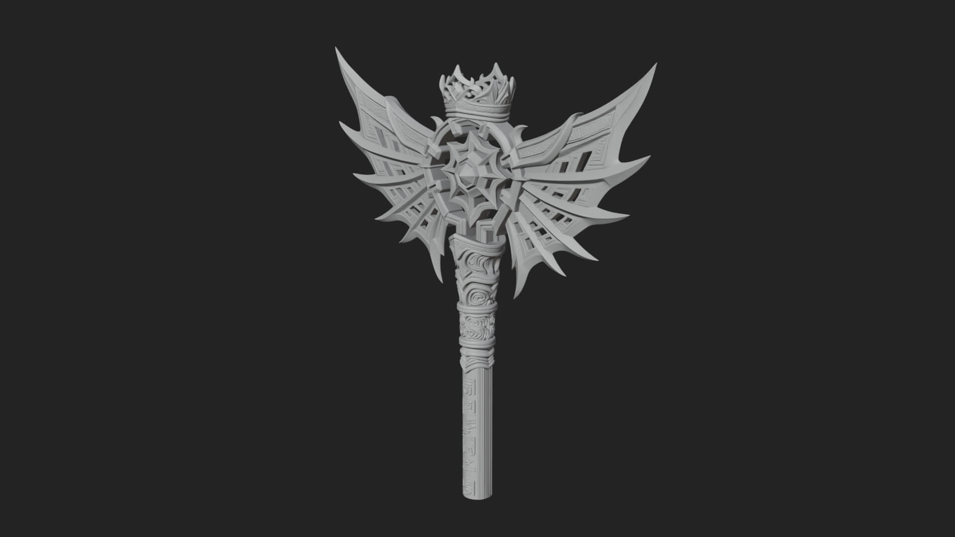 Dark Axe Head Staff Model Design 8 3D Print Model 3D Model