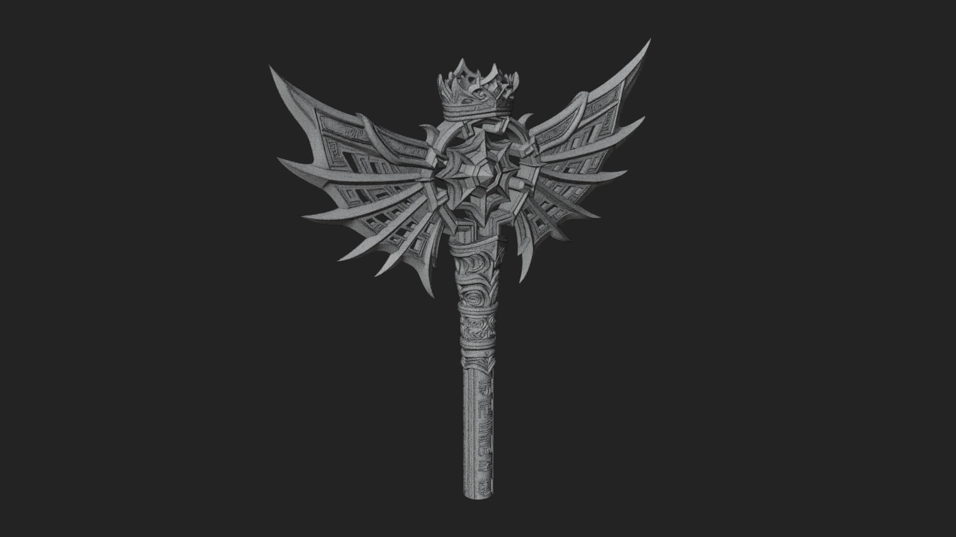Dark Axe Head Staff Model Design 8 3D Print Model 3D Model