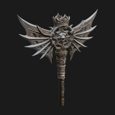 Dark Axe Head Staff Model Design 8 3D Print Model