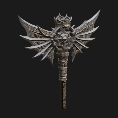 Dark Axe Head Staff Model Design 8 3D Print Model
