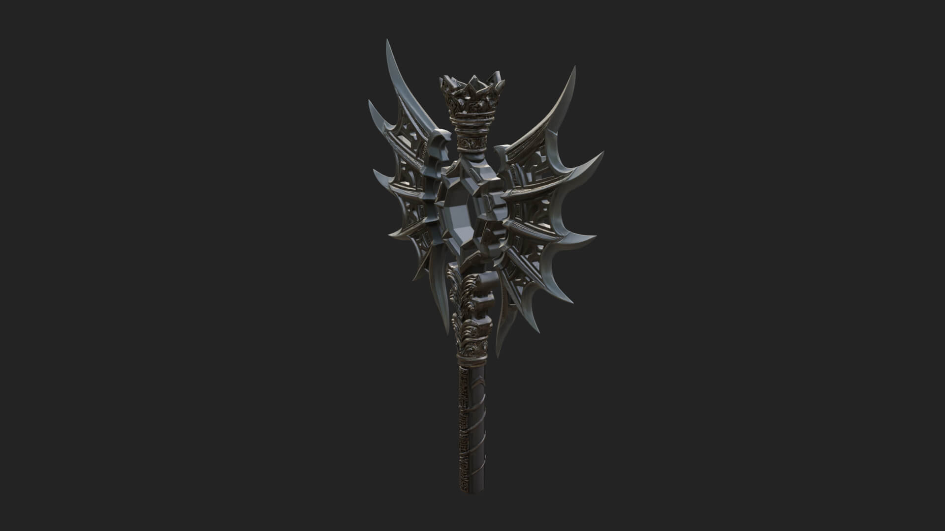 Dark Axe Head Staff Model Design 9 3D Print Model 3D Model