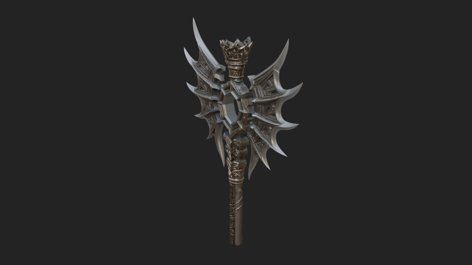 Dark Axe Head Staff Model Design 9 3D Print Model 3D Model