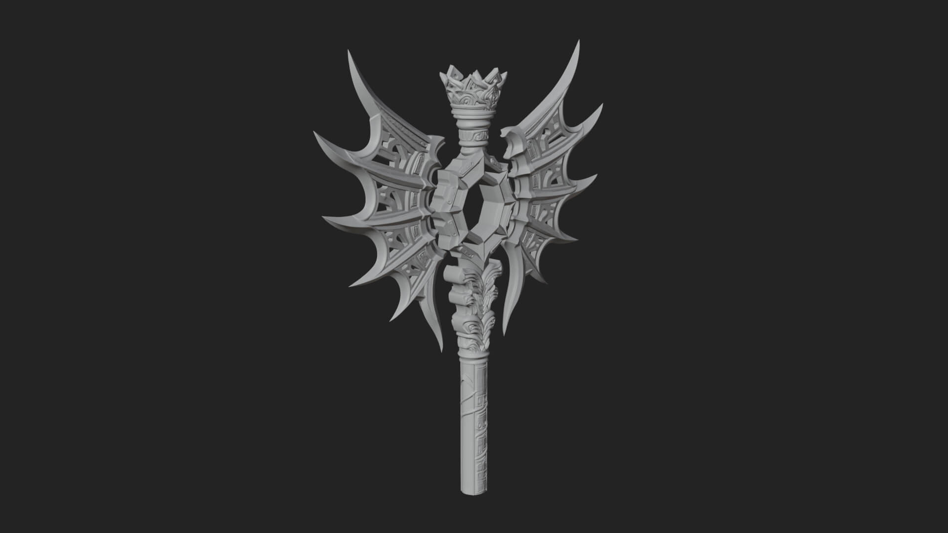 Dark Axe Head Staff Model Design 9 3D Print Model 3D Model