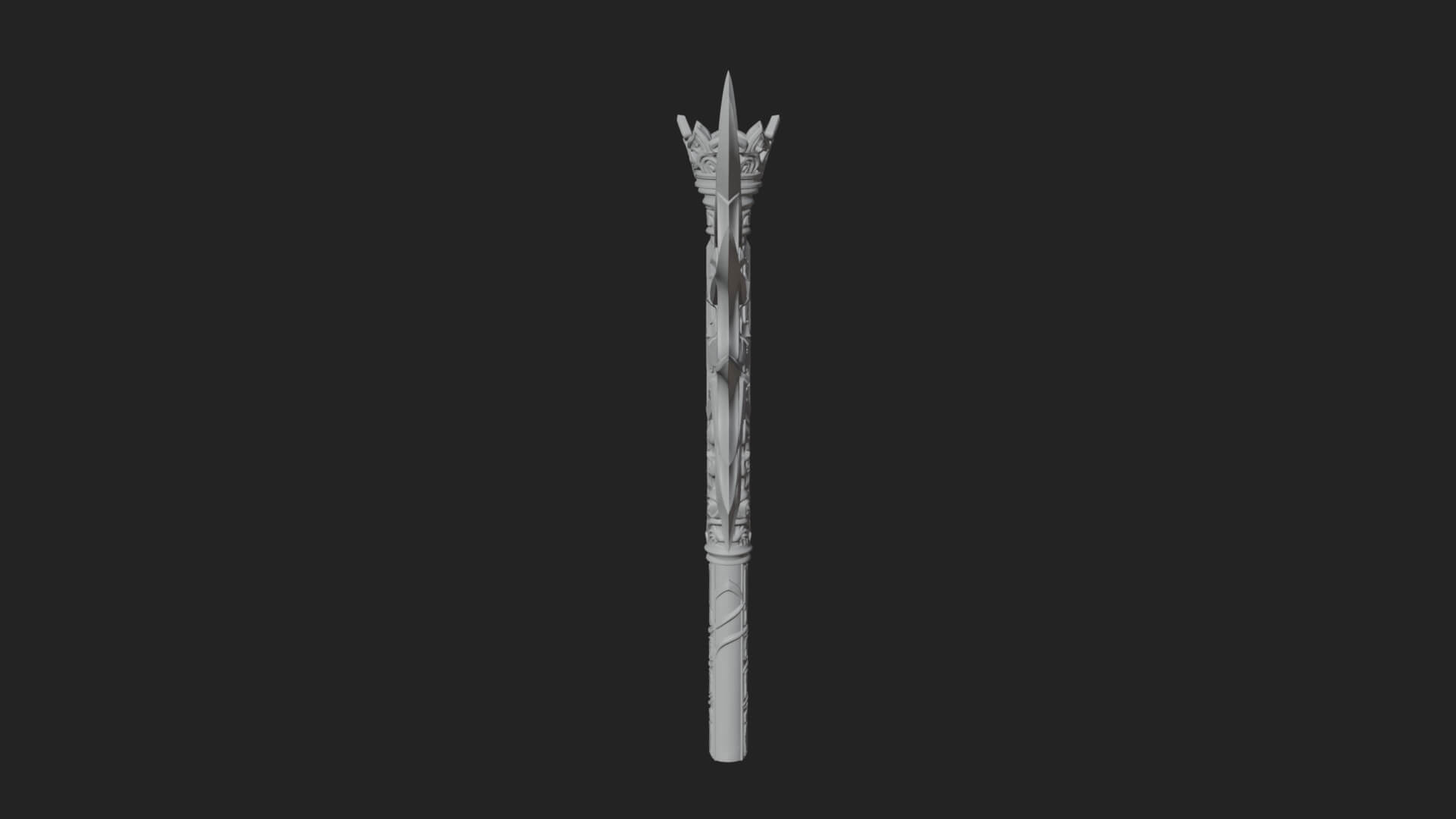Dark Axe Head Staff Model Design 9 3D Print Model 3D Model