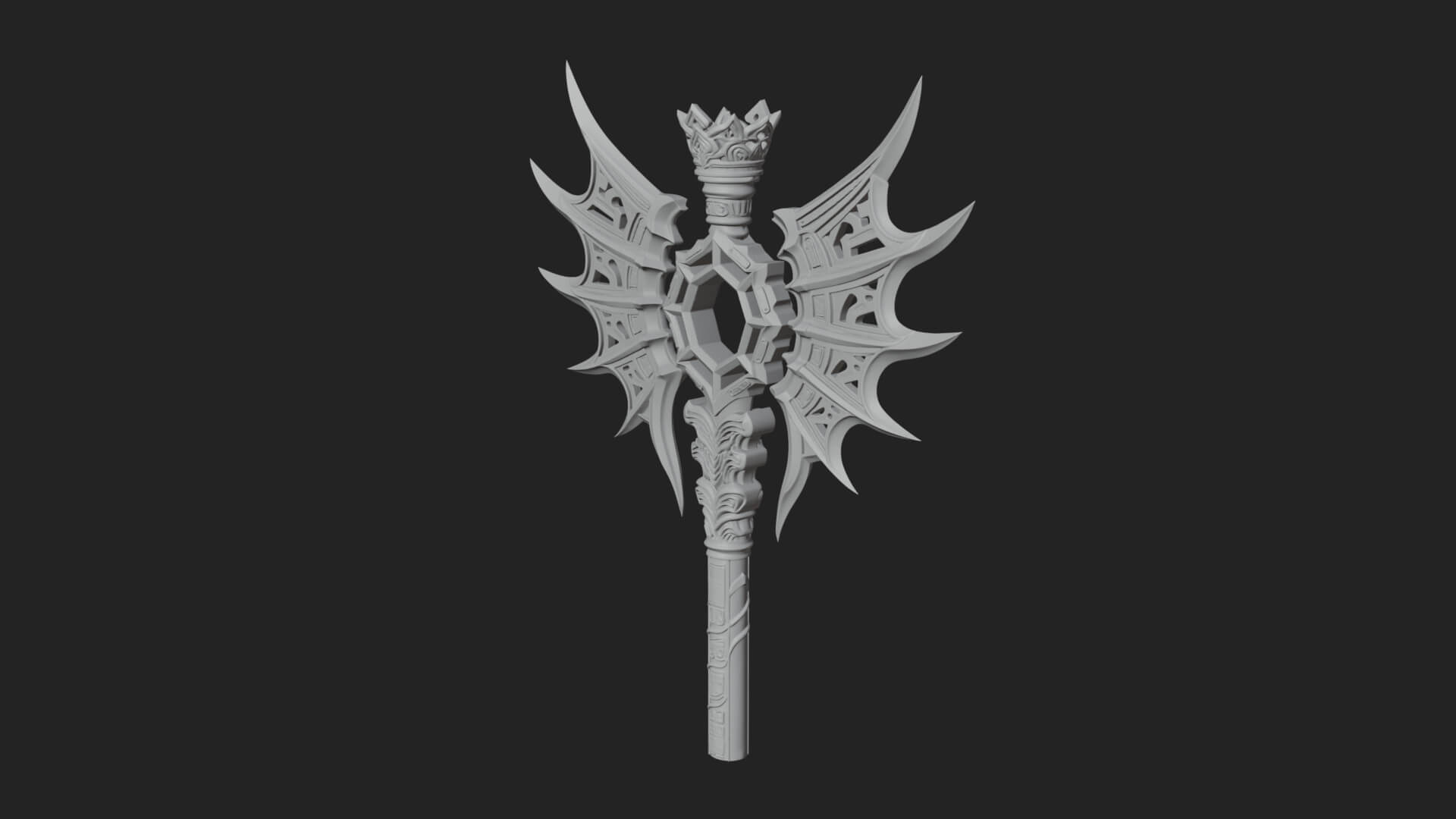 Dark Axe Head Staff Model Design 9 3D Print Model 3D Model