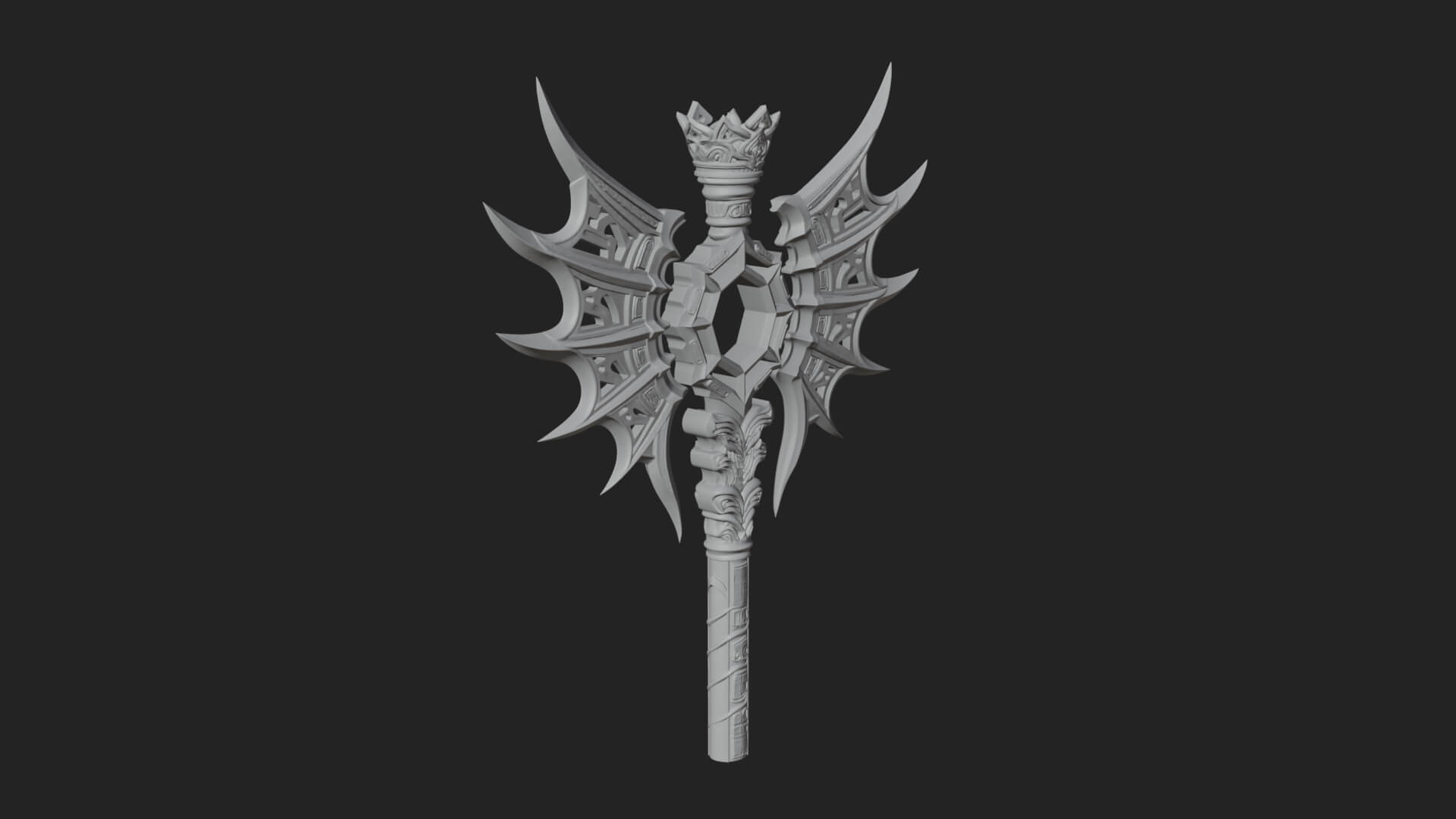 Dark Axe Head Staff Model Design 9 3D Print Model 3D Model