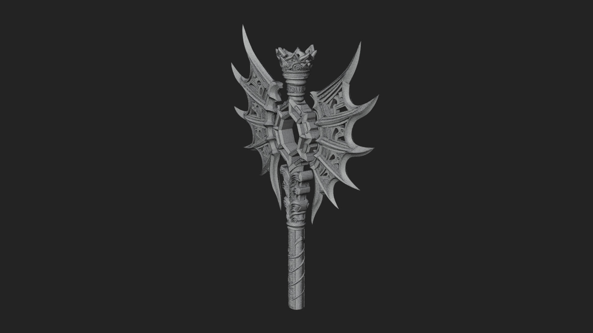 Dark Axe Head Staff Model Design 9 3D Print Model 3D Model