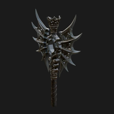 Dark Axe Head Staff Model Design 9 3D Print Model