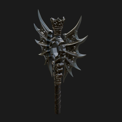 Dark Axe Head Staff Model Design 9 3D Print Model