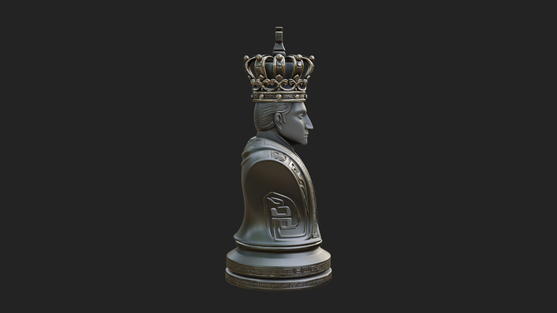 Dark Crowned King Bust Statue Design 5 3D Print Model 3D Model