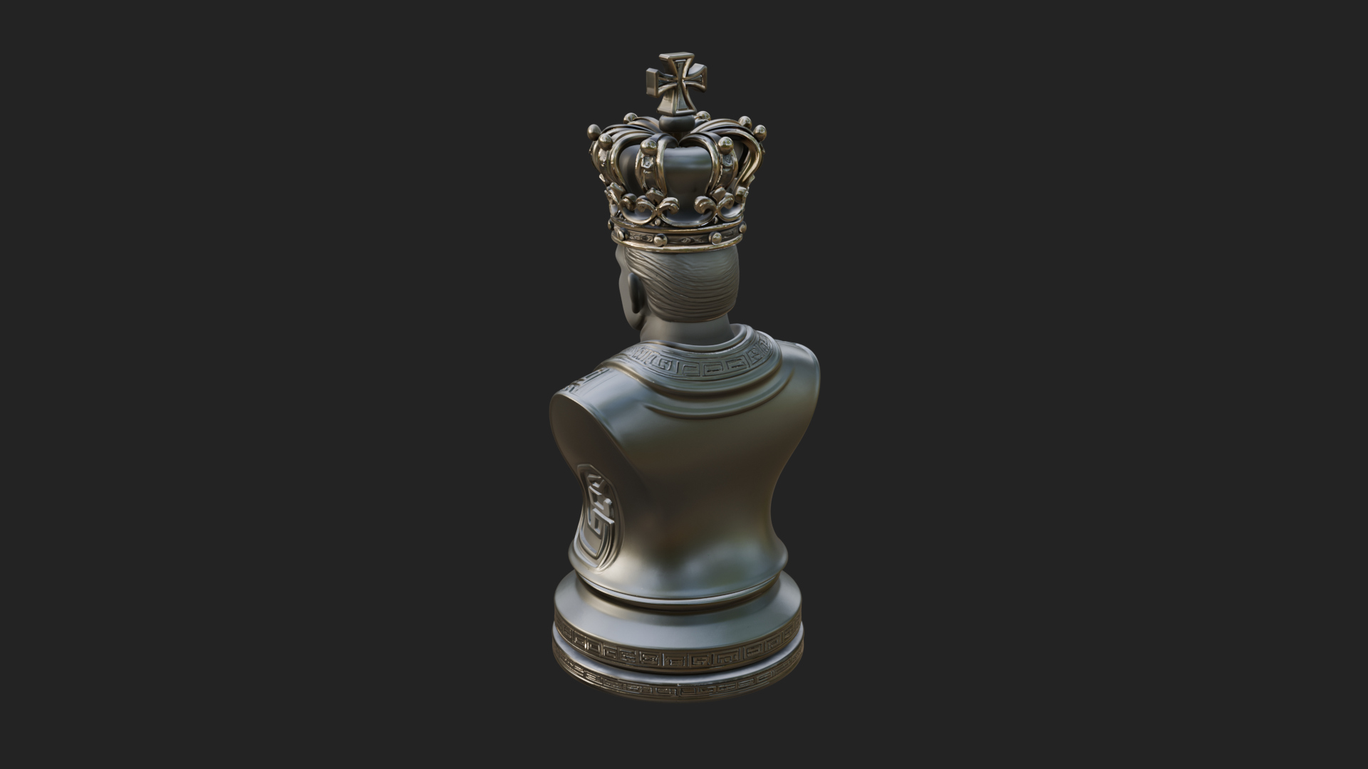 Dark Crowned King Bust Statue Design 5 3D Print Model 3D Model