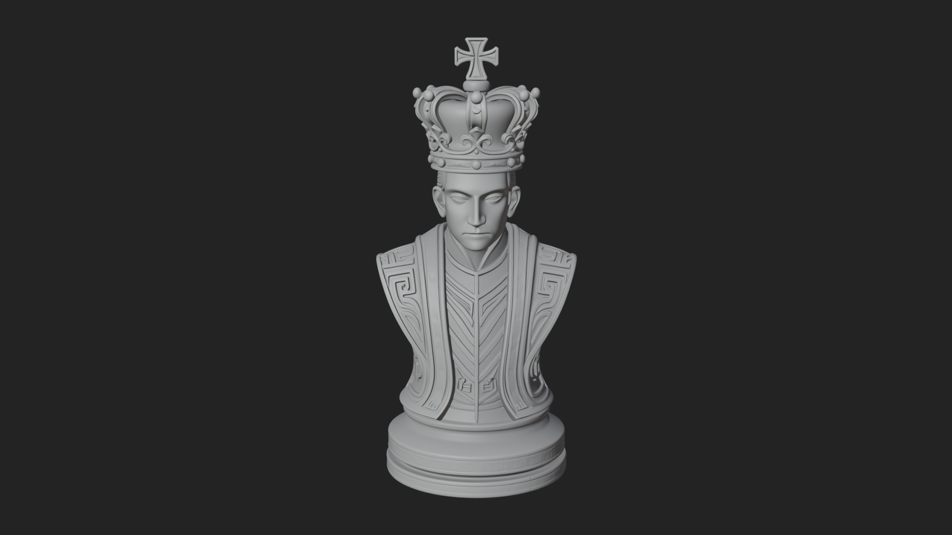Dark Crowned King Bust Statue Design 5 3D Print Model 3D Model