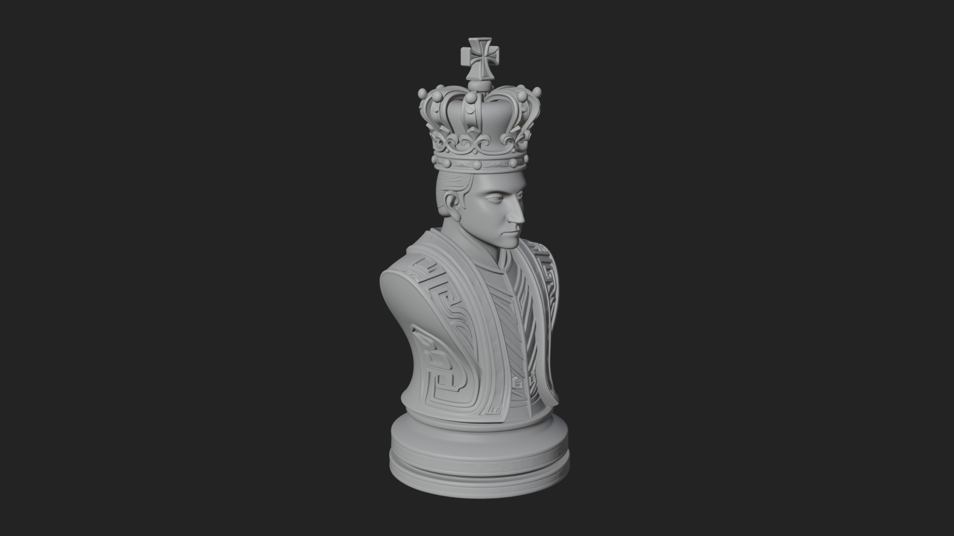 Dark Crowned King Bust Statue Design 5 3D Print Model 3D Model