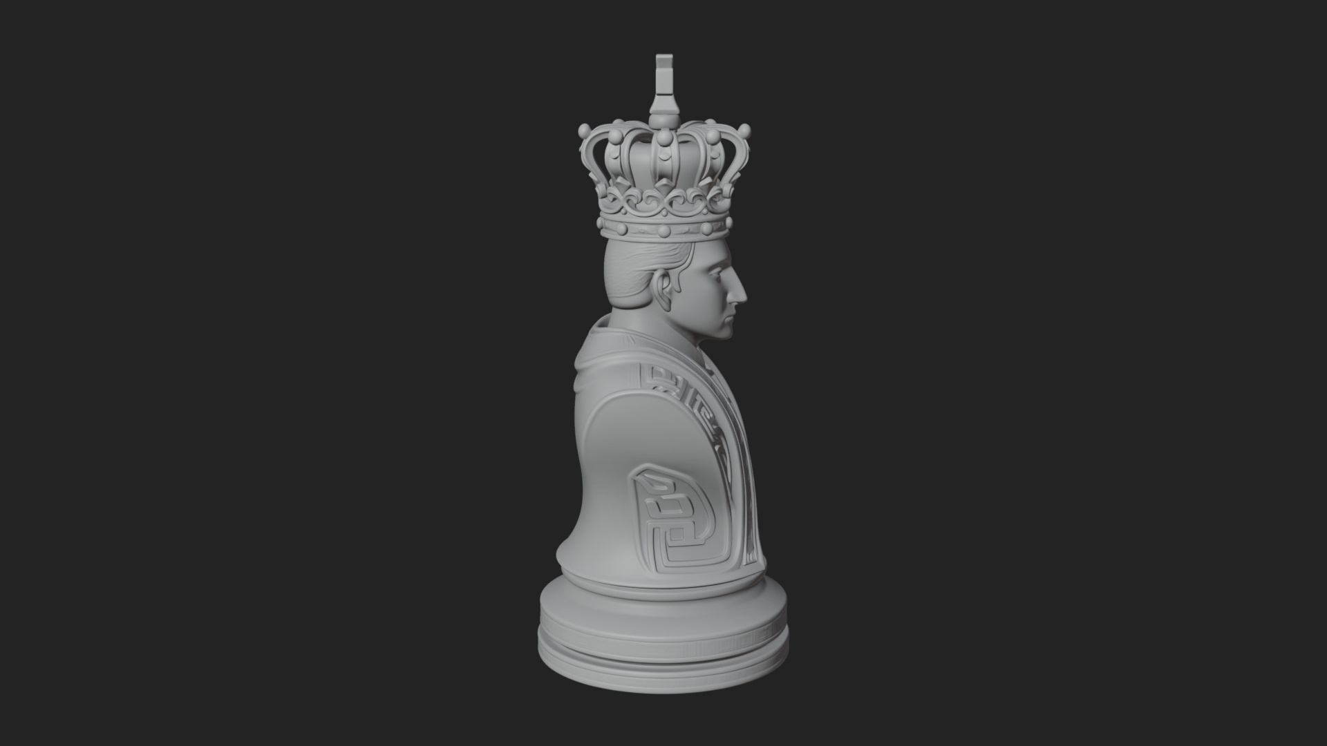 Dark Crowned King Bust Statue Design 5 3D Print Model 3D Model