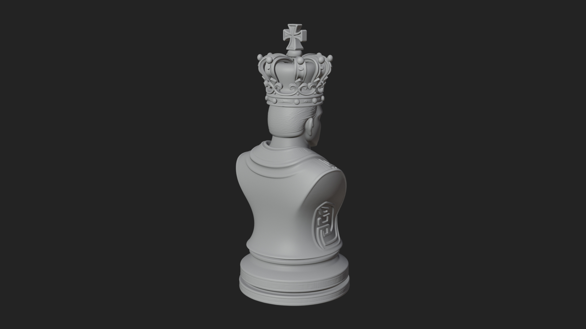 Dark Crowned King Bust Statue Design 5 3D Print Model 3D Model