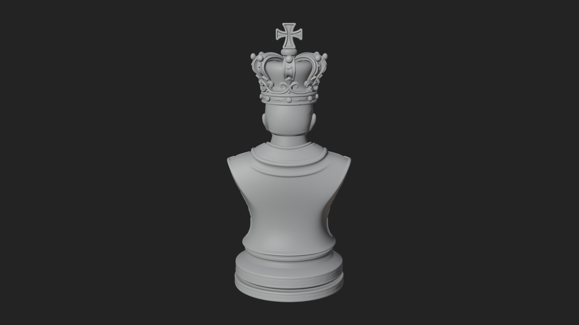 Dark Crowned King Bust Statue Design 5 3D Print Model 3D Model