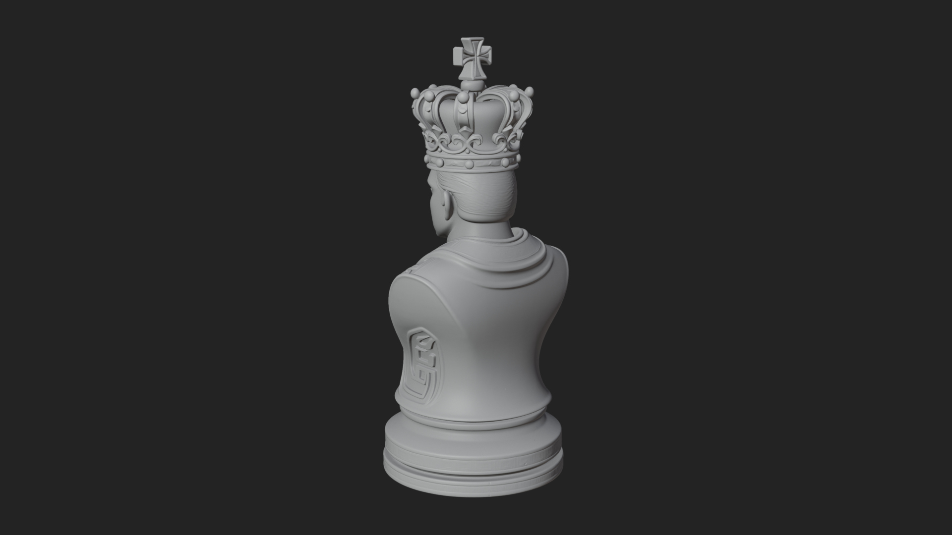 Dark Crowned King Bust Statue Design 5 3D Print Model 3D Model