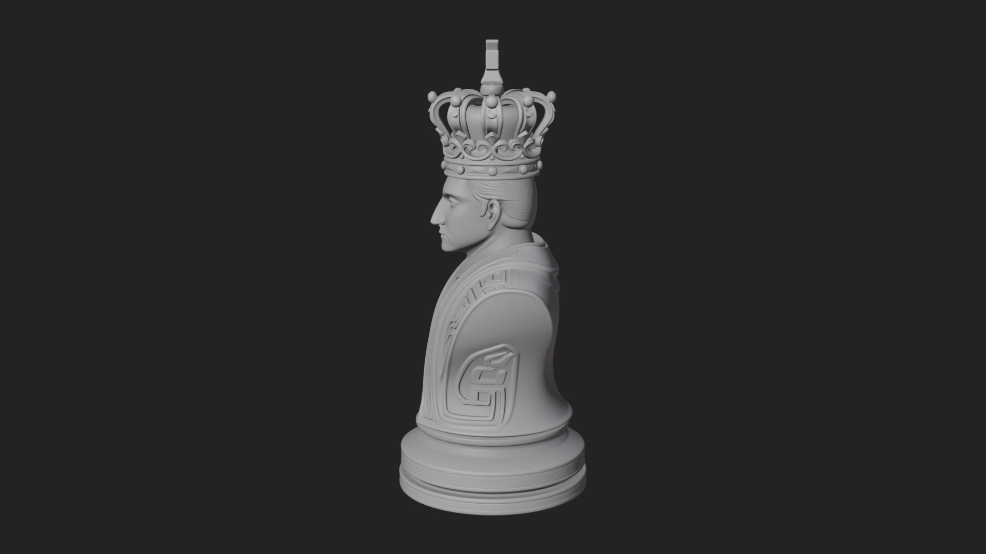Dark Crowned King Bust Statue Design 5 3D Print Model 3D Model
