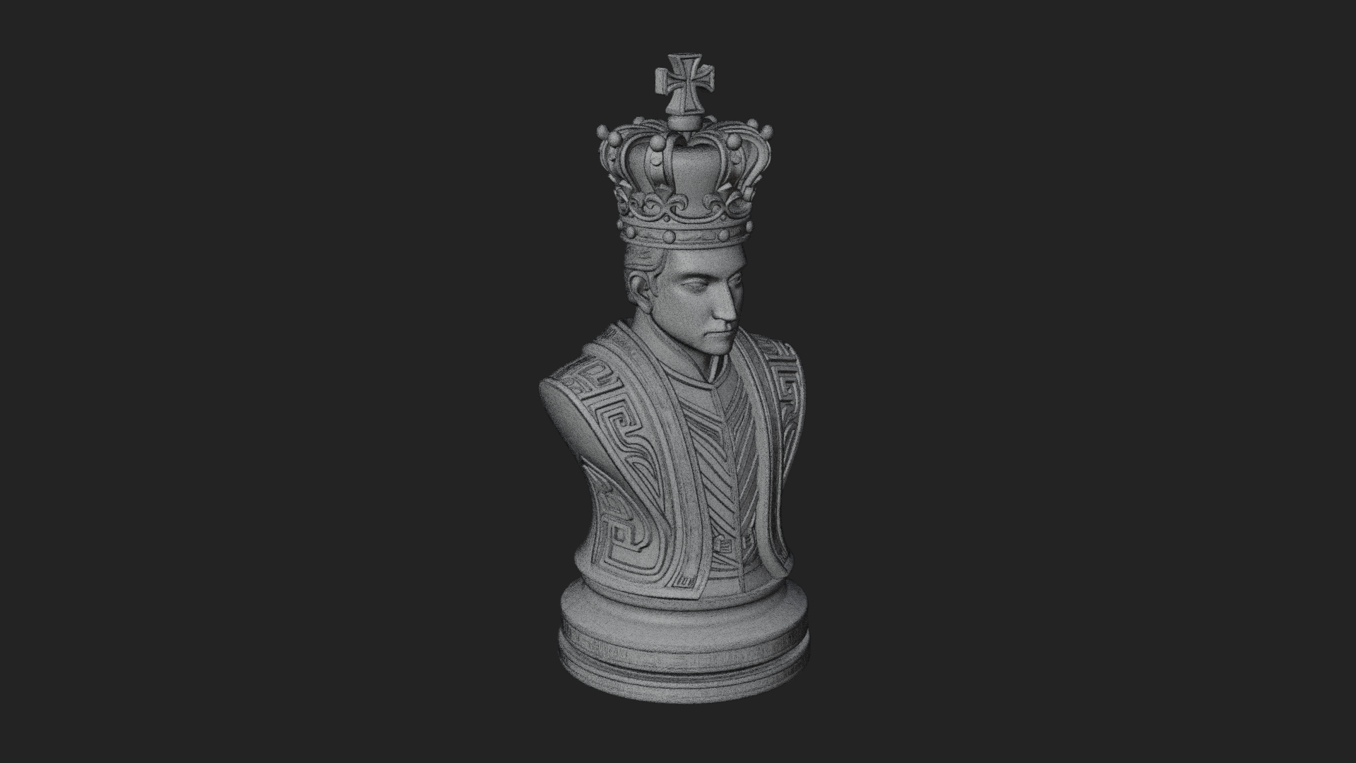 Dark Crowned King Bust Statue Design 5 3D Print Model 3D Model