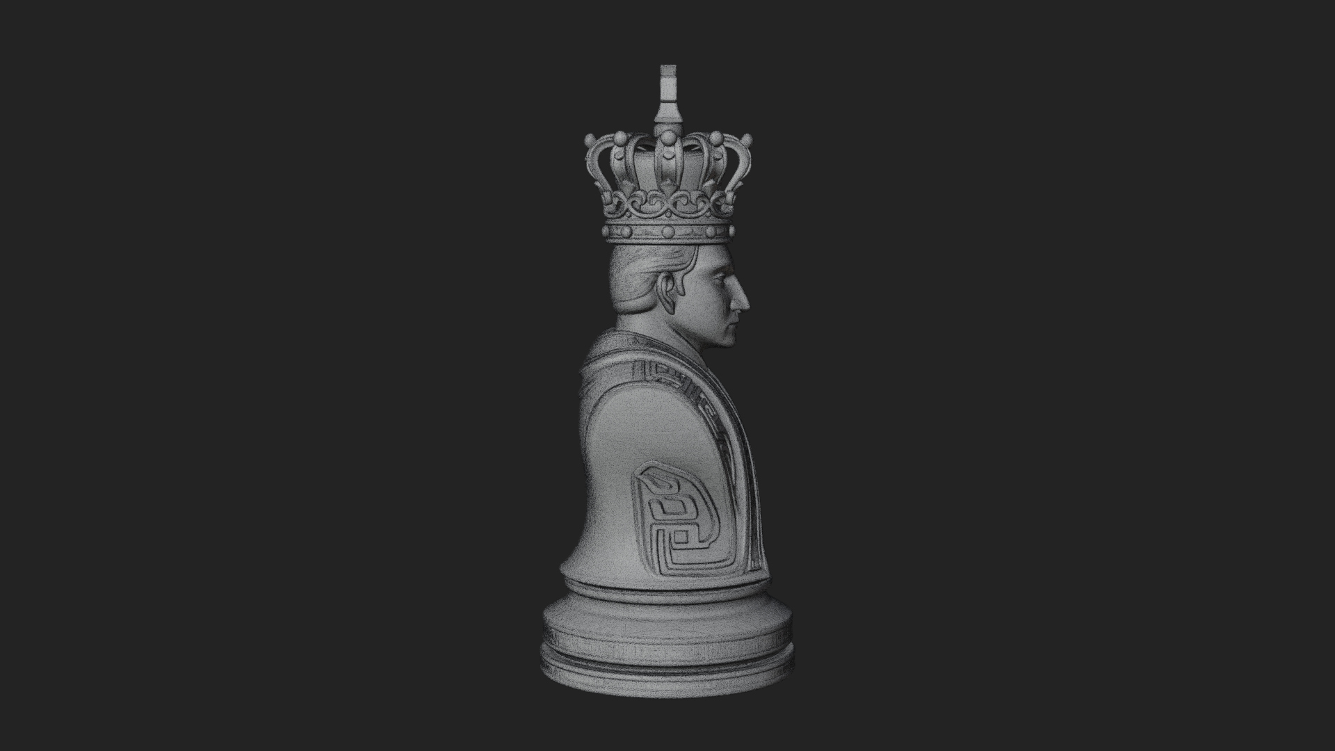 Dark Crowned King Bust Statue Design 5 3D Print Model 3D Model