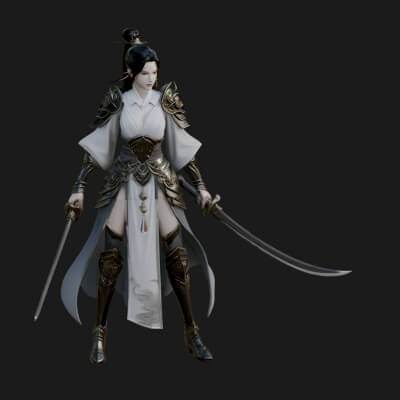 Dark Elf Warrior Woman Statue Design 4 3D Print Model