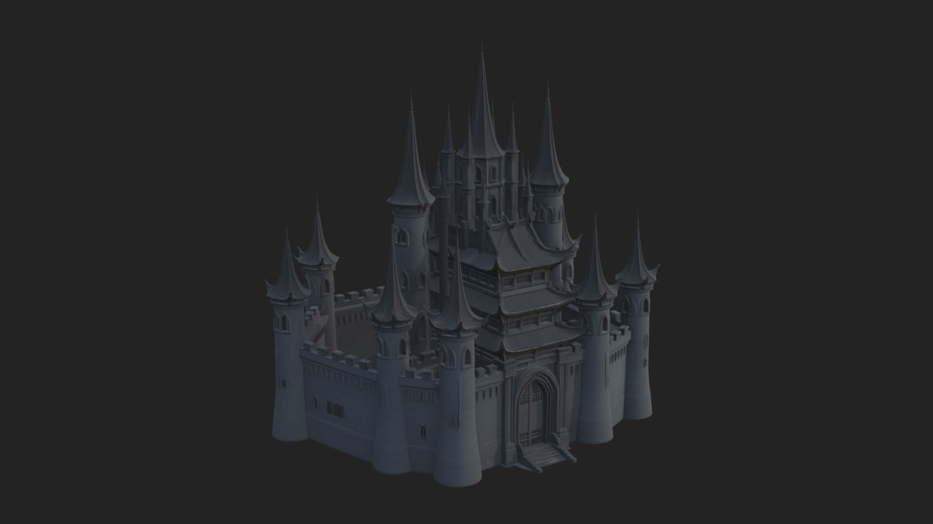 Dark Gothic Castle Design 1 3D Print Model 3D Model