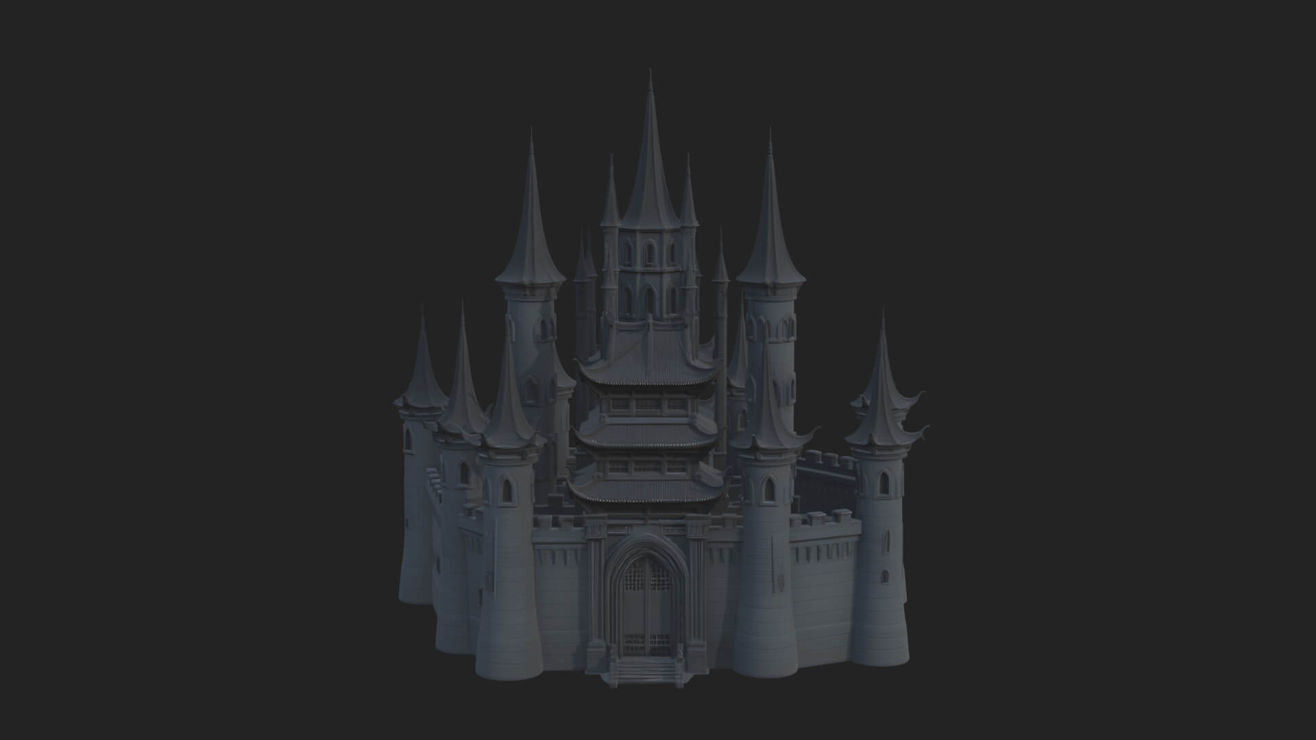 Dark Gothic Castle Design 1 3D Print Model 3D Model