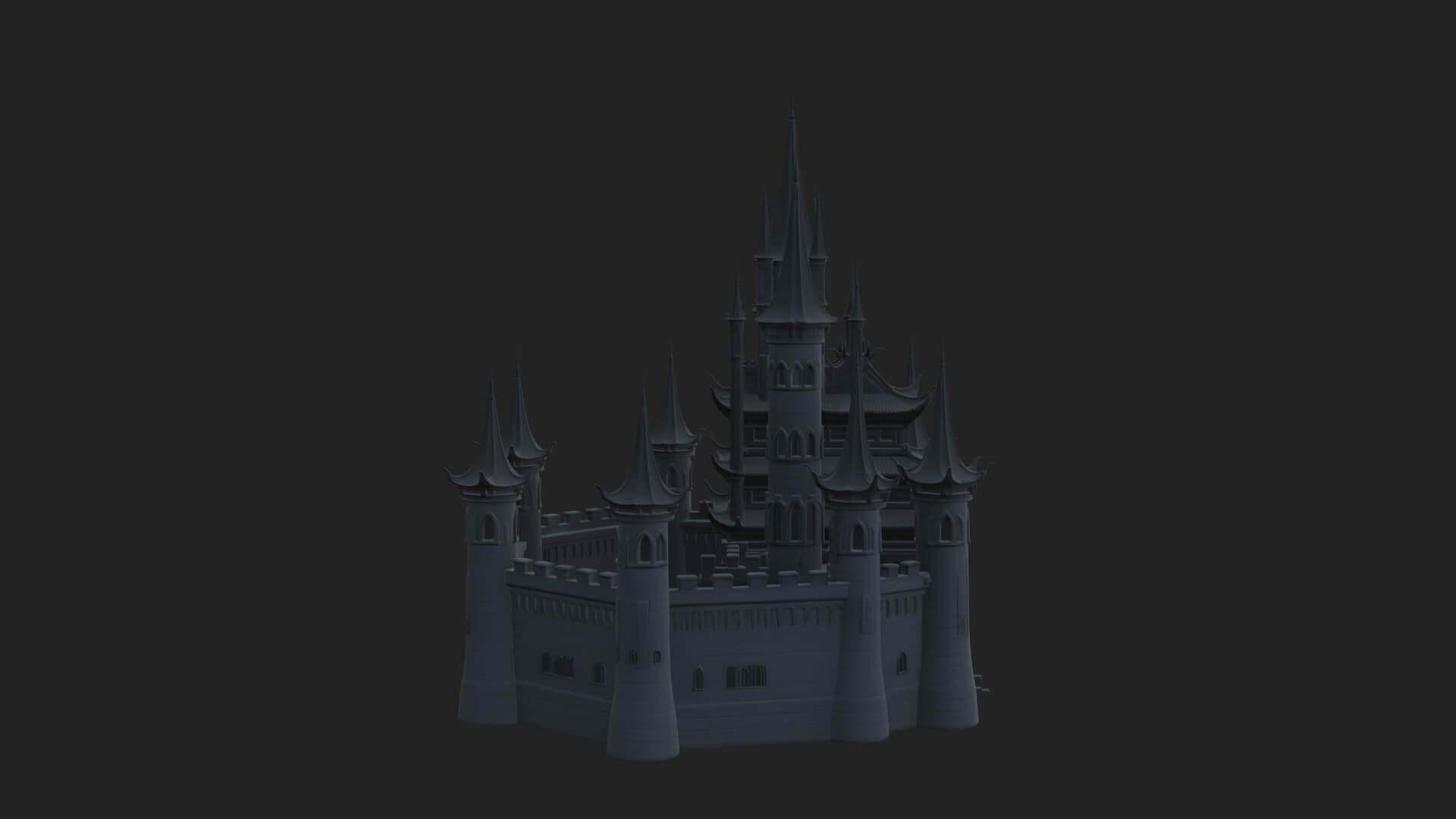 Dark Gothic Castle Design 1 3D Print Model 3D Model