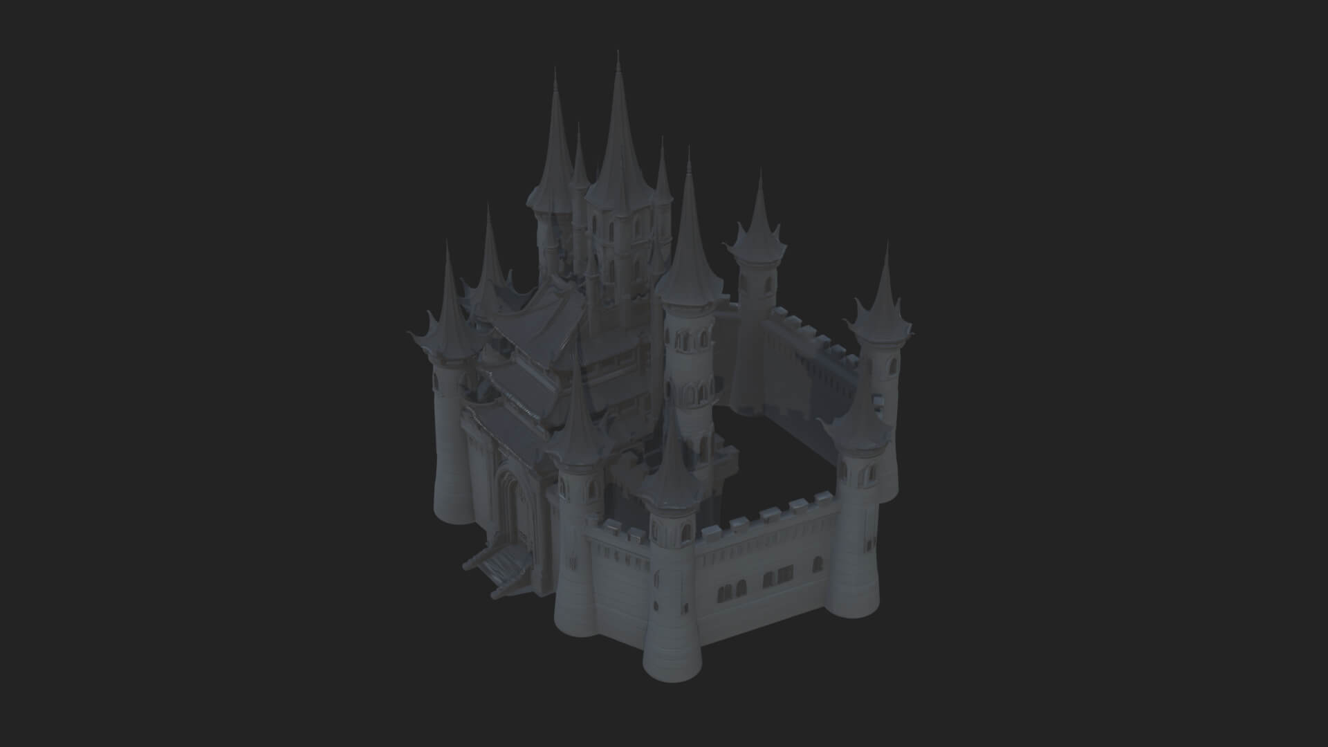 Dark Gothic Castle Design 1 3D Print Model 3D Model