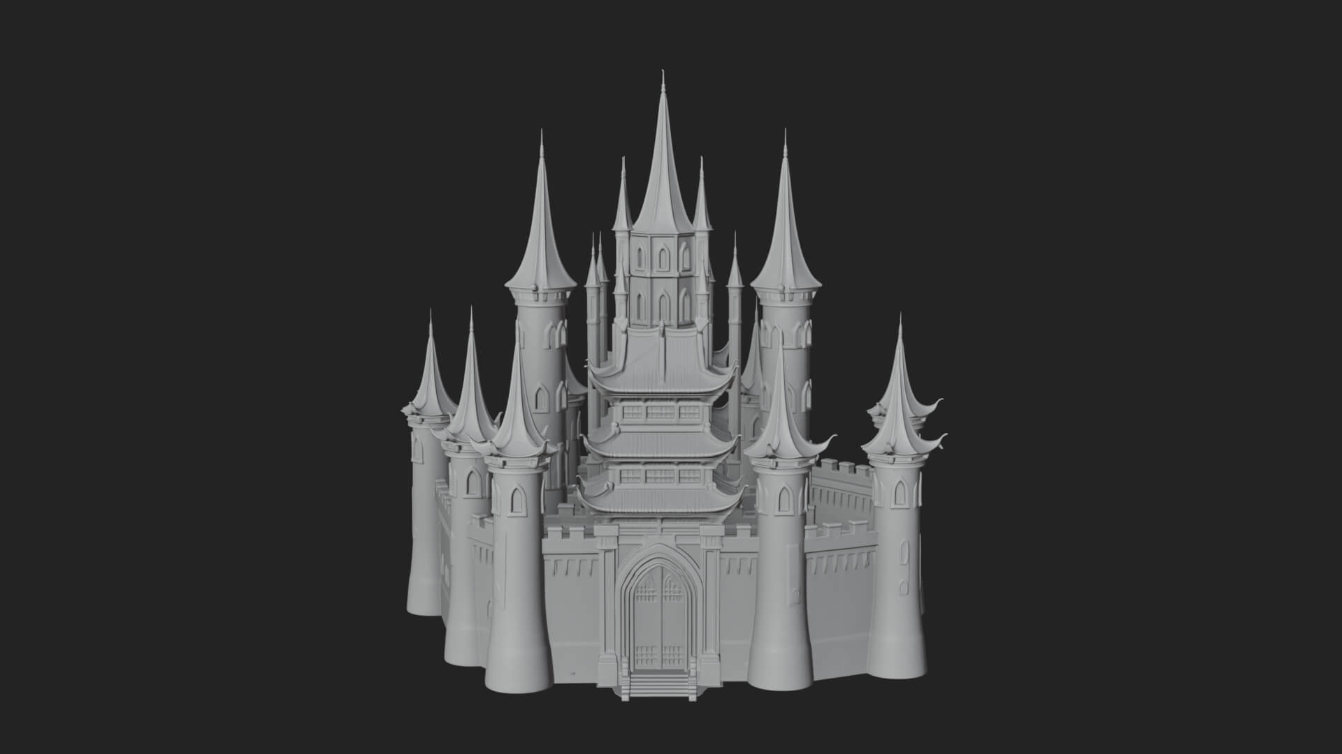 Dark Gothic Castle Design 1 3D Print Model 3D Model