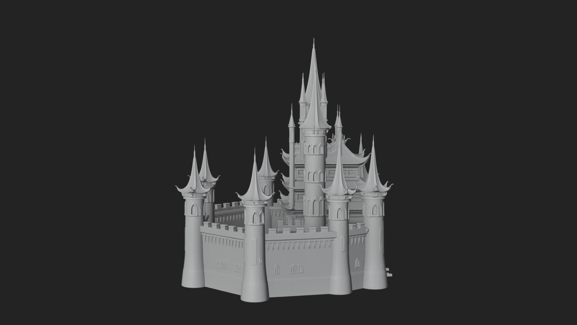 Dark Gothic Castle Design 1 3D Print Model 3D Model