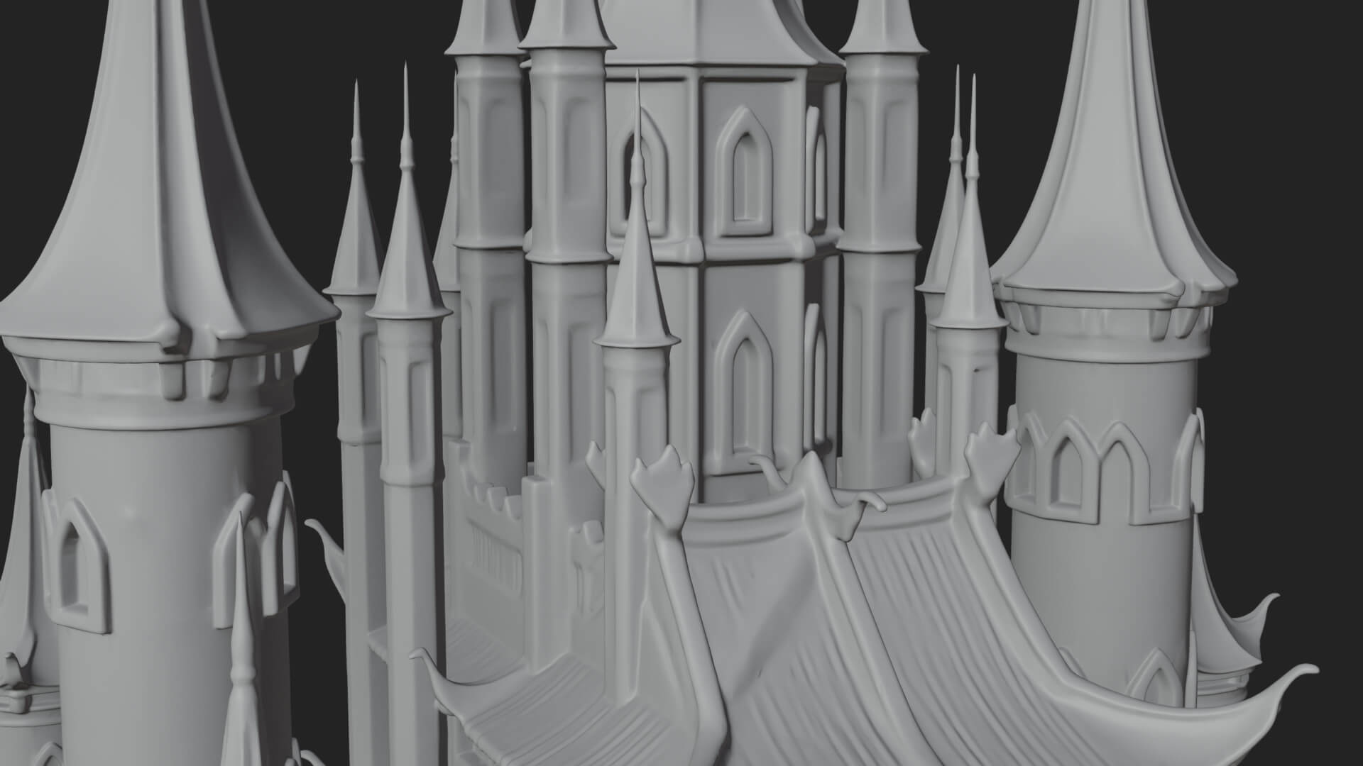 Dark Gothic Castle Design 1 3D Print Model 3D Model